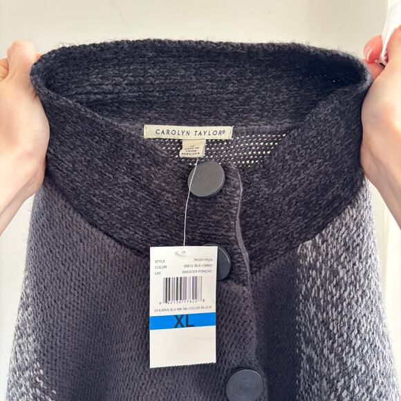 Carolyn Taylor Color Block Cardigan Size XL Button Up Short Sleeve Sweater - Picture 3 of 6